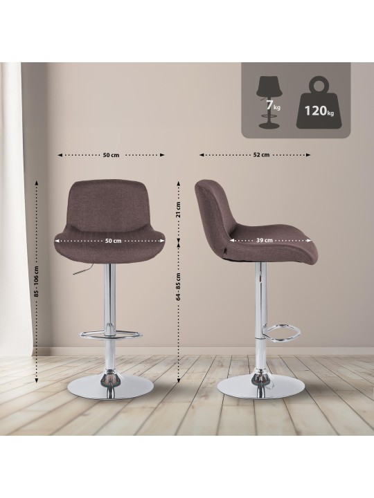 Set van 2 barkrukken Solon chroomstof, donkerbruin