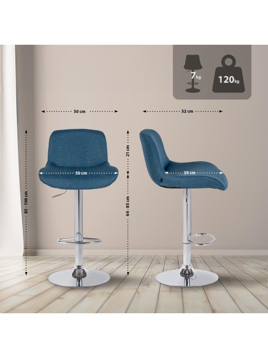 Set van 2 barkrukken Solon chroomstof, blauw