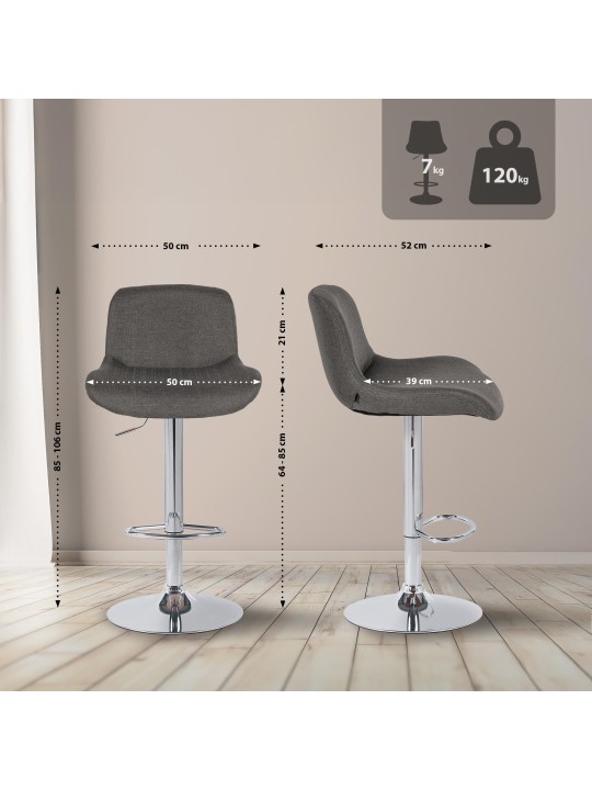 Set van 2 barkrukken Solon chroomstof, donkergrijs