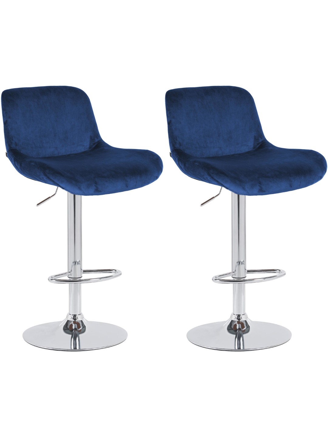 Set van 2 barkrukken Solon chroom fluweel, blauw