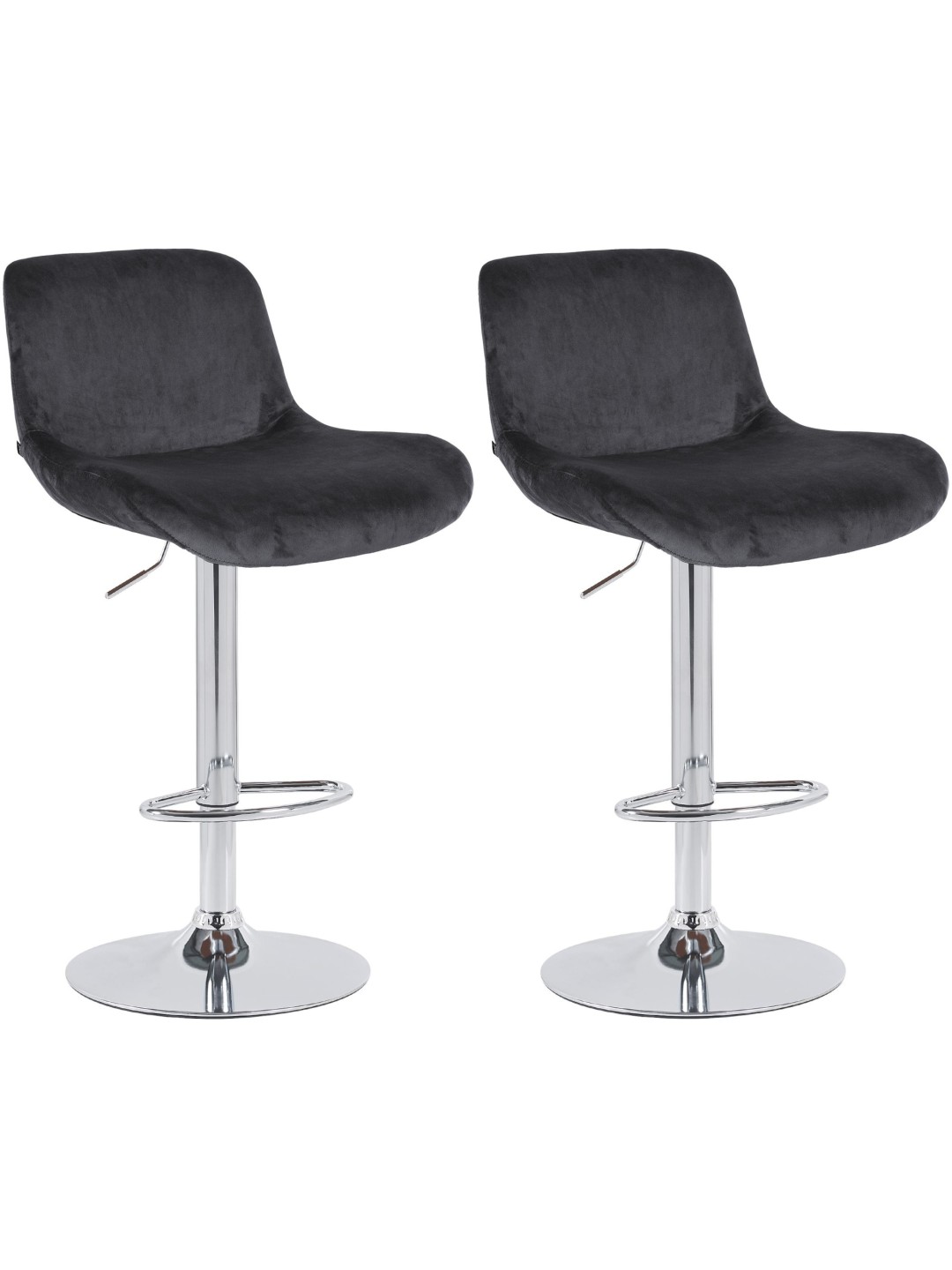 Set van 2 barkrukken Solon chroom fluweel, zwart