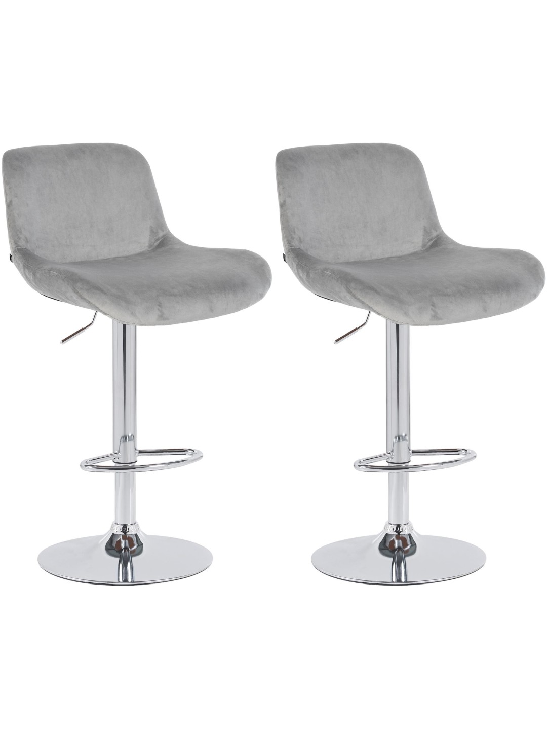 Set van 2 barkrukken Solon chroom fluweel, grijs