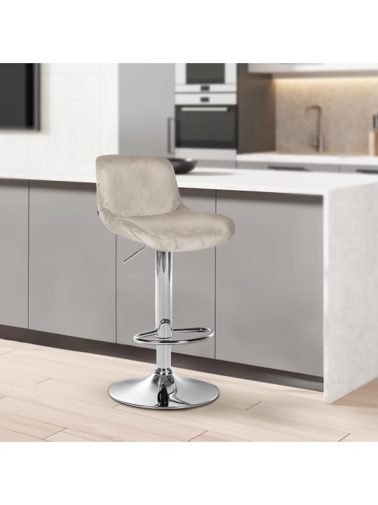 Set van 2 barkrukken Solon chroom fluweel, crème