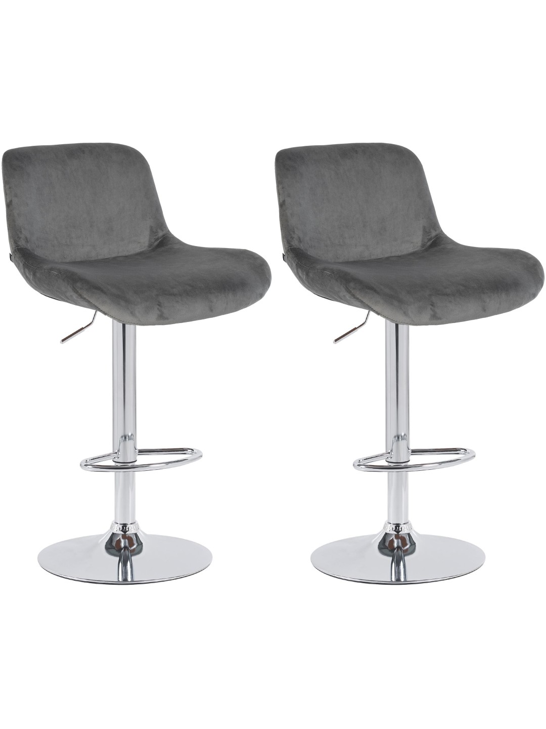 Set van 2 barkrukken Solon chroom fluweel, donkergrijs
