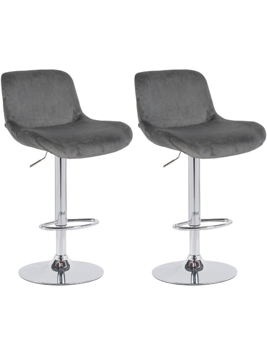 Set van 2 barkrukken Solon chroom fluweel, donkergrijs
