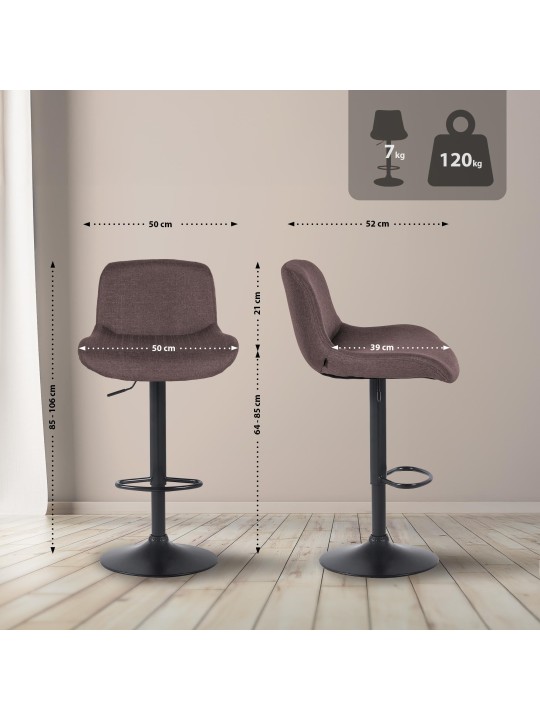 Set van 2 barkrukken Solon stof, donkerbruin