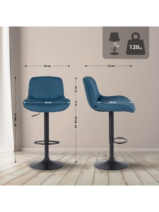 Set van 2 barkrukken Solon stof, blauw