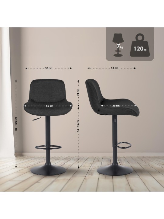 Set van 2 barkrukken Solon stof, zwart