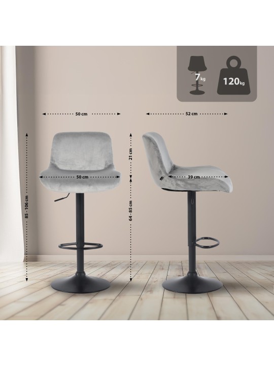 Set van 2 barkrukken Solon, grijs