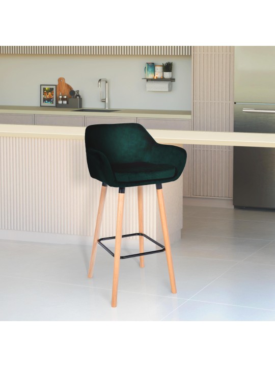 Set van 2 barkrukken Grant fluweel, groen