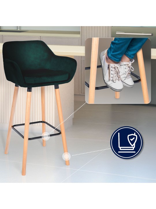 Set van 2 barkrukken Grant fluweel, groen