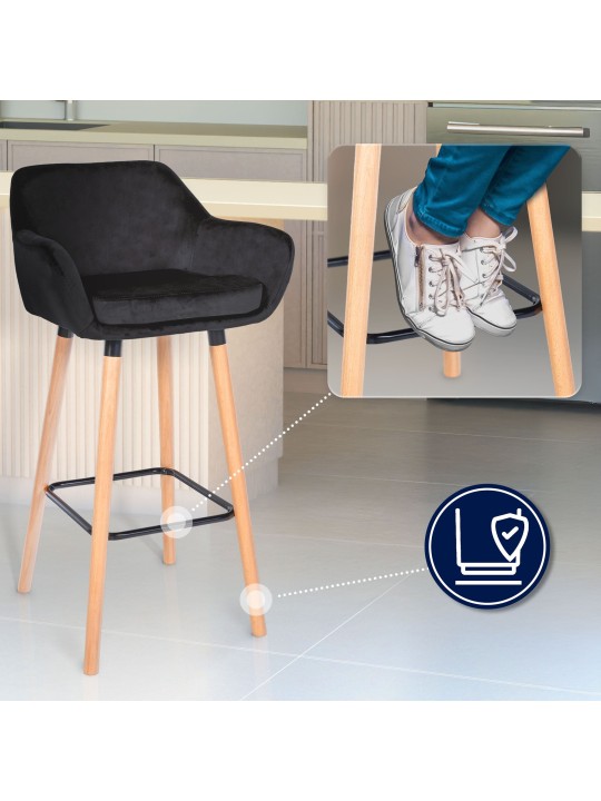 Set van 2 barkrukken Grant fluweel, zwart