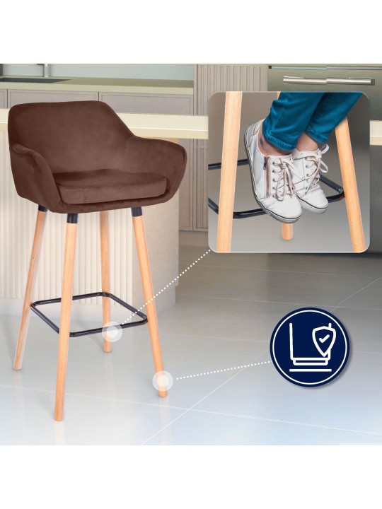 Set van 2 barkrukken Grant fluweel, koffie