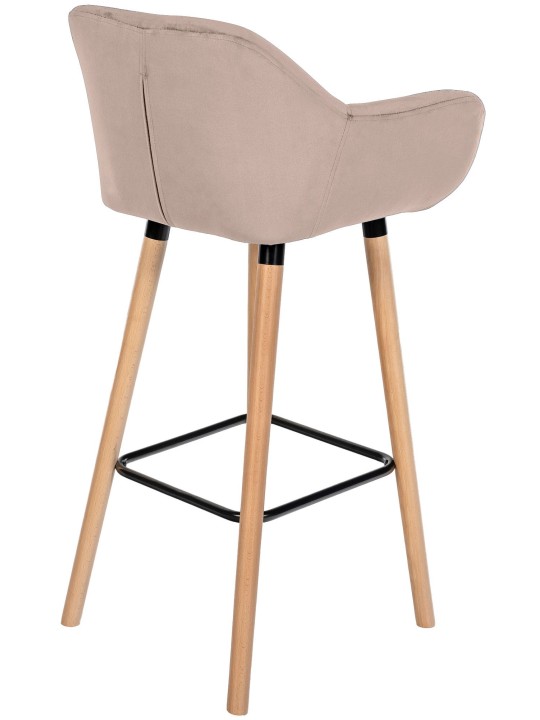 Set van 2 barkrukken Grant fluweel, lichtgrijs