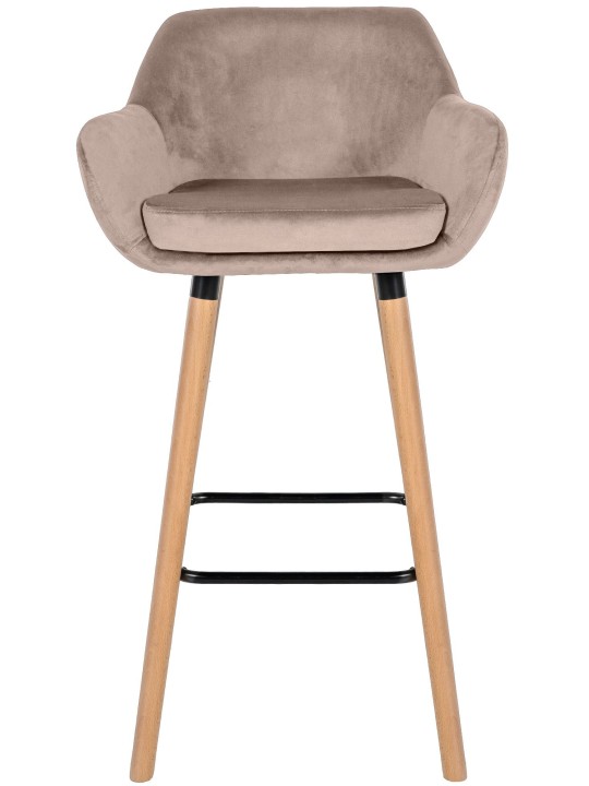 Set van 2 barkrukken Grant fluweel, lichtgrijs