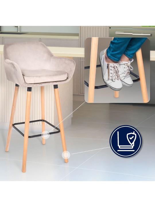 Set van 2 barkrukken Grant fluweel, crème