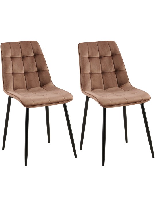 Set van 2 eetkamerstoelen Gifford fluweel, bruin