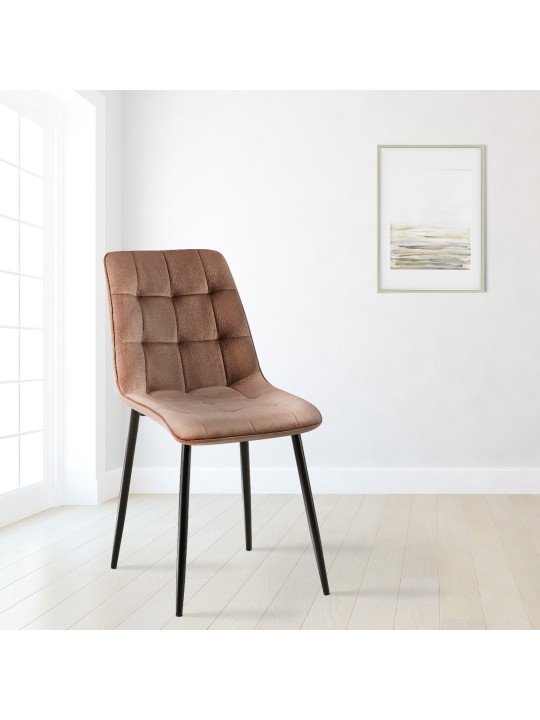 Set van 2 eetkamerstoelen Gifford fluweel, bruin