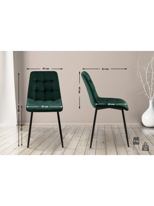 Set van 2 eetkamerstoelen Gifford fluweel, groen