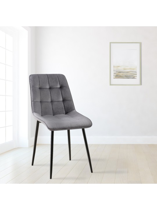 Set van 2 eetkamerstoelen Gifford fluweel, donkergrijs