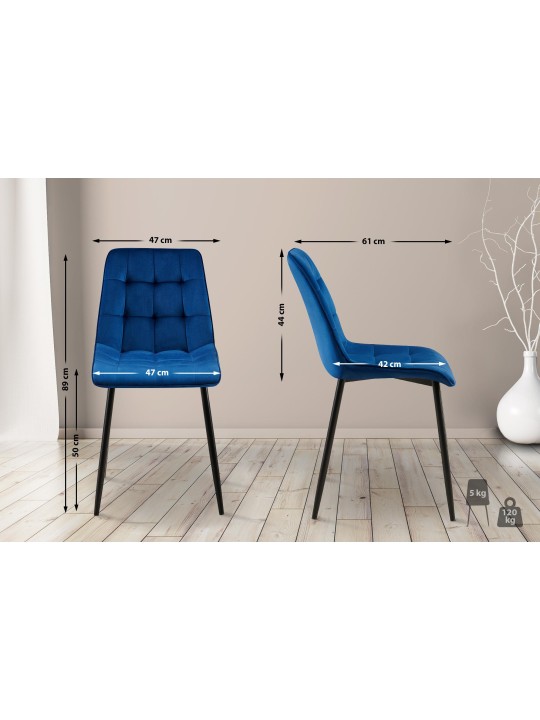 Set van 2 eetkamerstoelen Gifford fluweel, donkerblauw