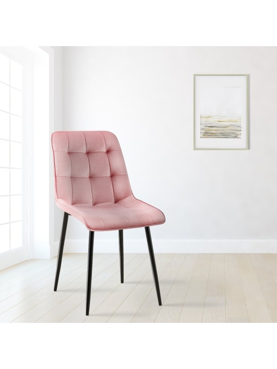 Set van 2 eetkamerstoelen Gifford fluweel, roze