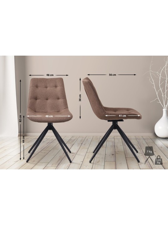 Set van 2 eetkamerstoelen Merna stof, taupe