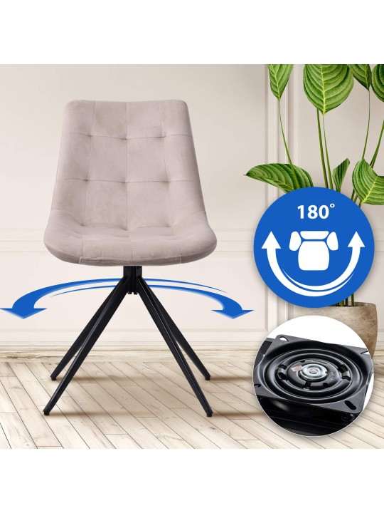 Set van 2 eetkamerstoelen Merna fluweel, crème