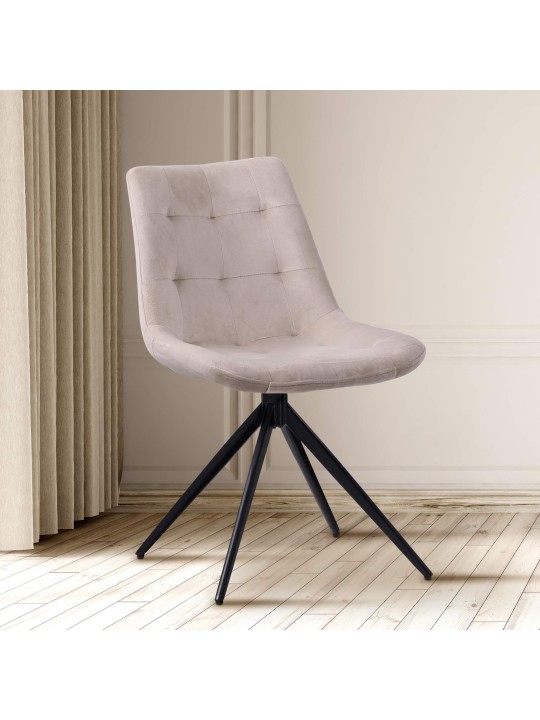 Set van 2 eetkamerstoelen Merna fluweel, crème