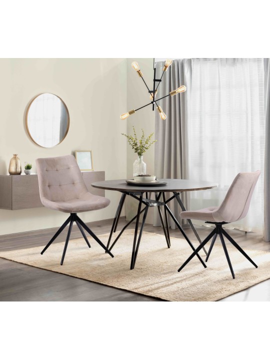 Set van 2 eetkamerstoelen Merna fluweel, crème