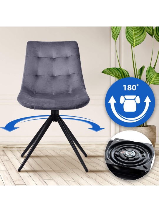 Set van 2 eetkamerstoelen Merna fluweel, donkergrijs