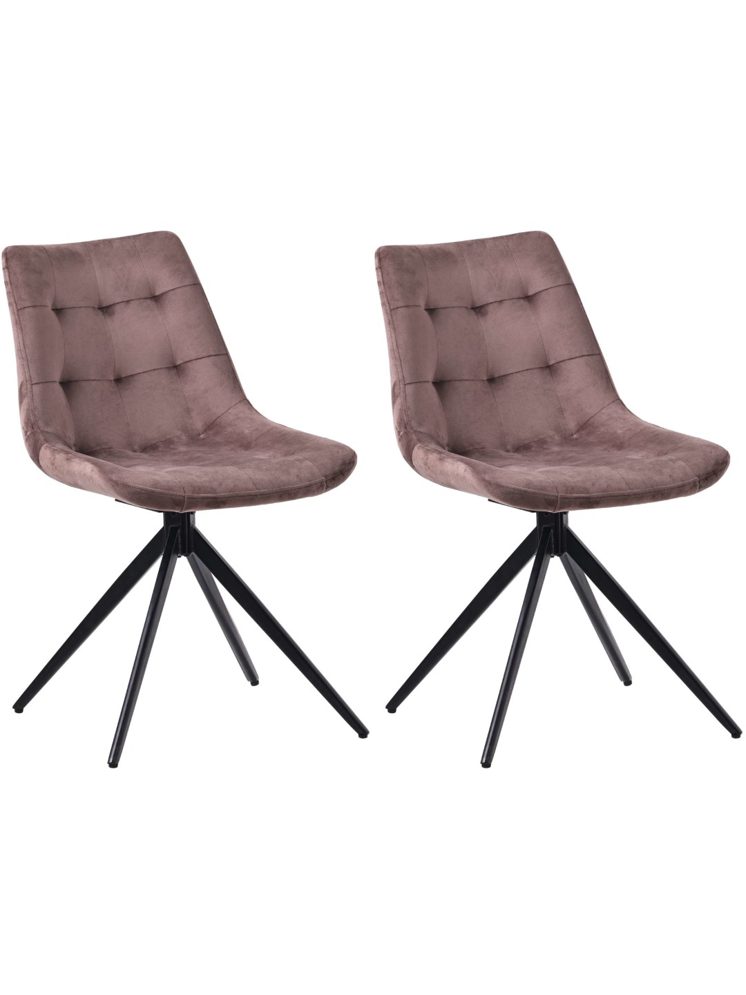 Set van 2 eetkamerstoelen Merna fluweel, bruin