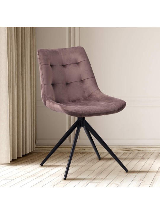 Set van 2 eetkamerstoelen Merna fluweel, bruin