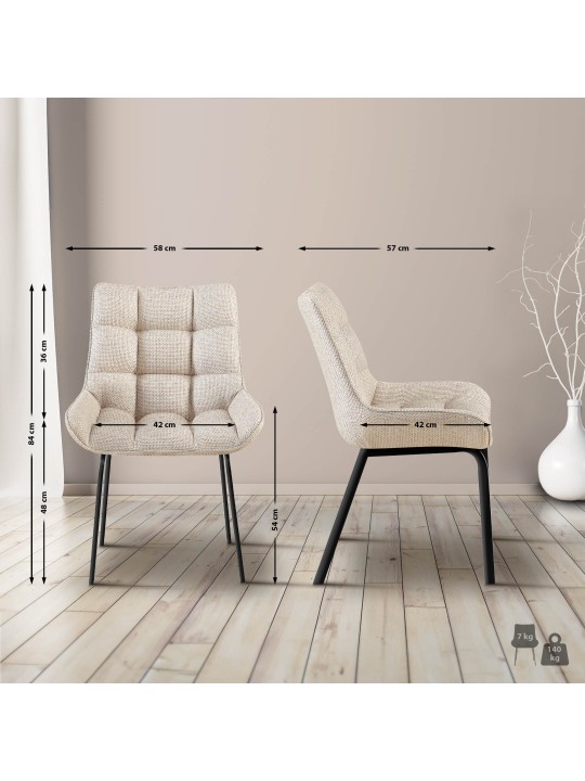 Set van 2 stoelen Saranda stof, ivoor