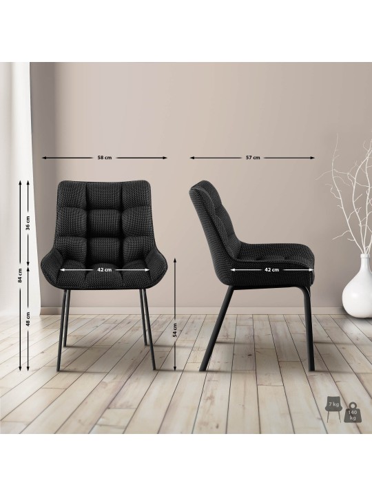 Set van 2 stoelen Saranda stof, titaniumgrijs