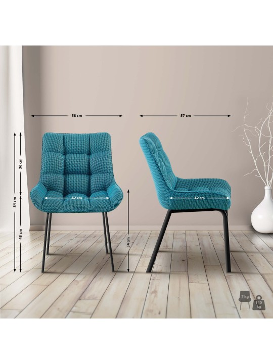 Set van 2 stoelen Saranda stof, turquoise