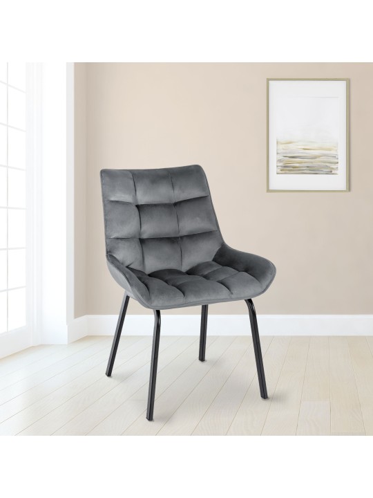 Set van 2 stoelen Saranda fluweel, donkergrijs