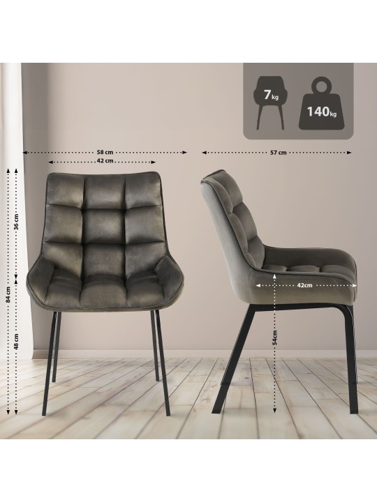 Set van 2 stoelen Saranda fluweel, antraciet