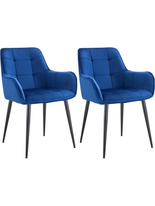 Set van 2 Ferndale fluwelen eetkamerstoelen, donkerblauw