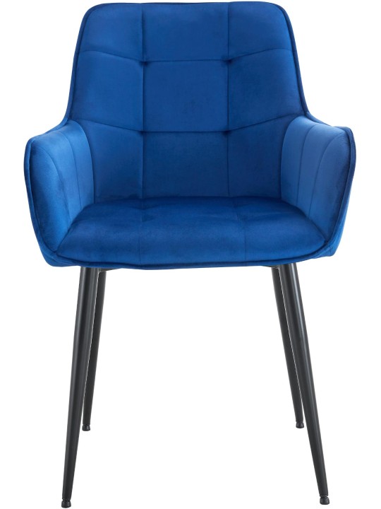 Set van 2 Ferndale fluwelen eetkamerstoelen, donkerblauw