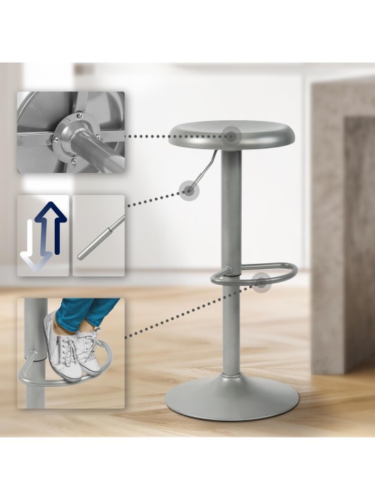 Barkruk Williston, zilver