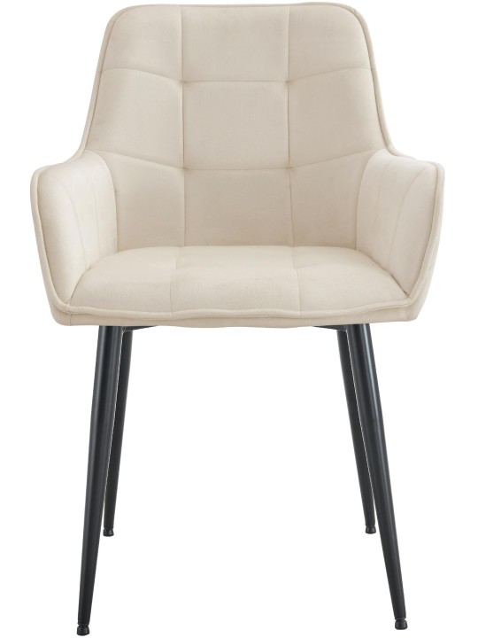 Set van 2 Ferndale fluwelen eetkamerstoelen, crème