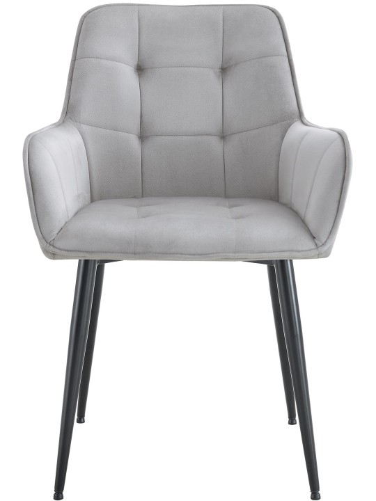 Set van 2 Ferndale fluwelen eetkamerstoelen, lichtgrijs