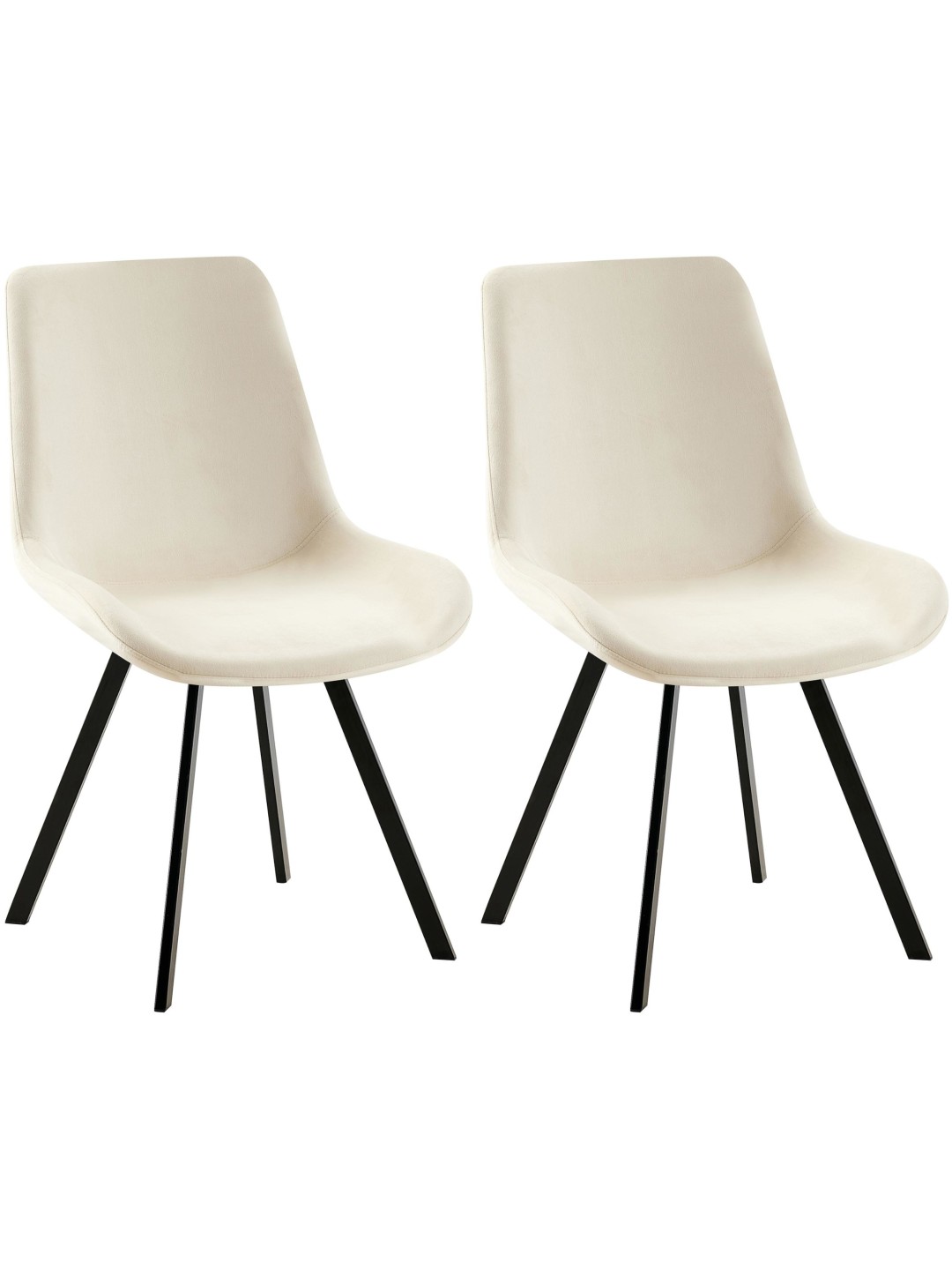 Set van 2 eetkamerstoelen Lewes fluweel, crème