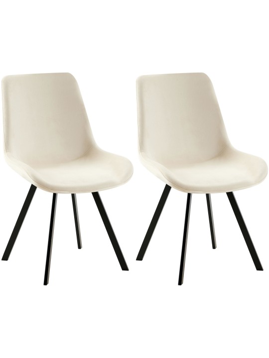 Set van 2 eetkamerstoelen Lewes fluweel, crème