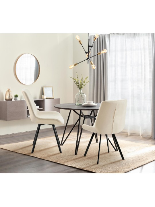 Set van 2 eetkamerstoelen Lewes fluweel, crème