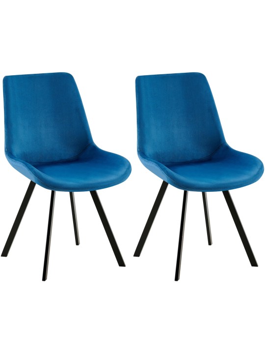 Set van 2 eetkamerstoelen Lewes fluweel, donkerblauw