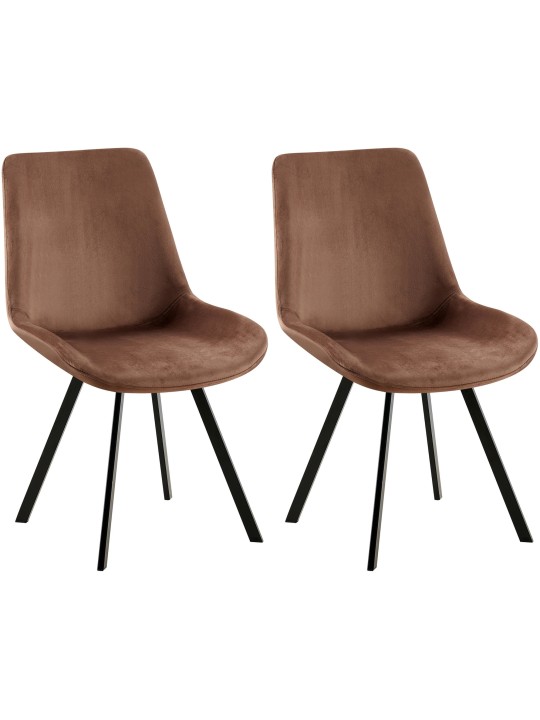 Set van 2 eetkamerstoelen Lewes fluweel, bruin
