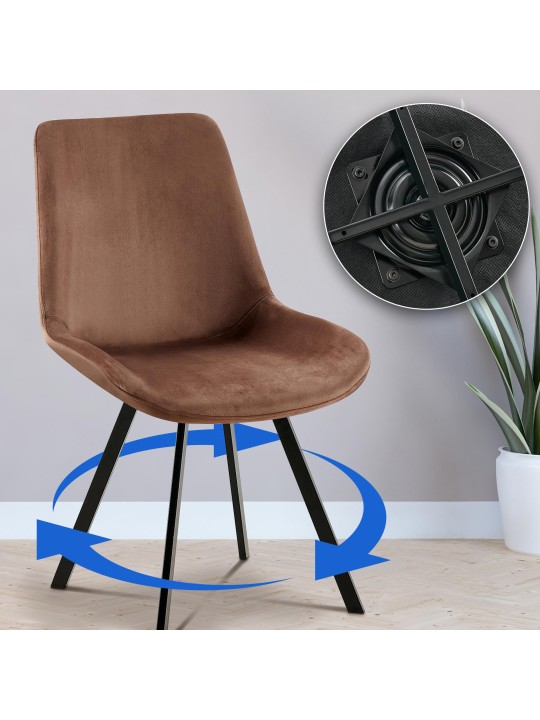 Set van 2 eetkamerstoelen Lewes fluweel, bruin