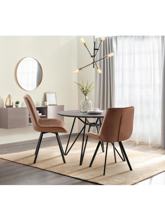 Set van 2 eetkamerstoelen Lewes fluweel, bruin